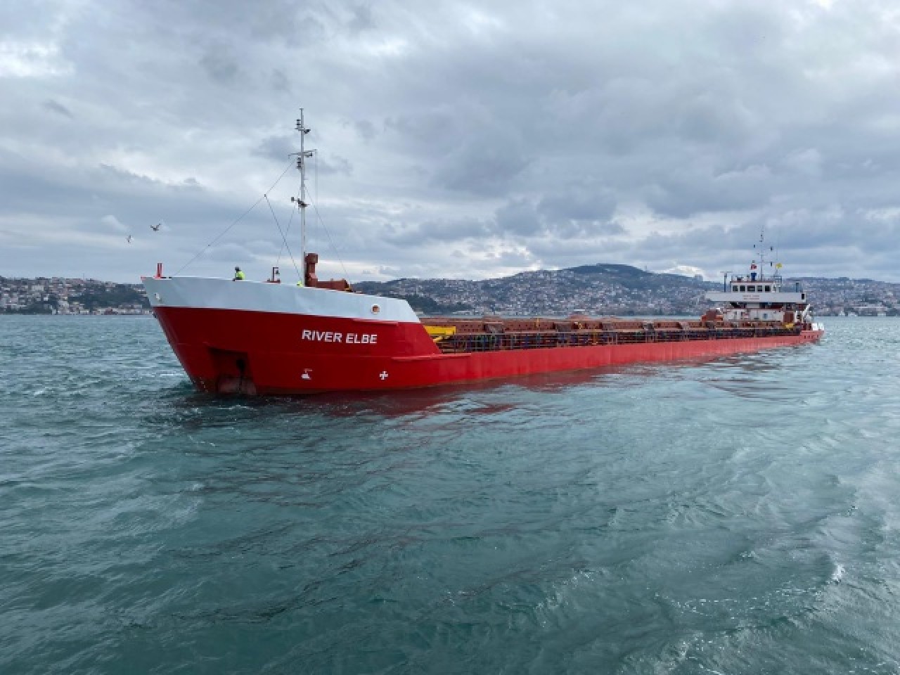 İstanbul Boğazı'nda yük gemisi makine arızası nedeniyle demirledi 1