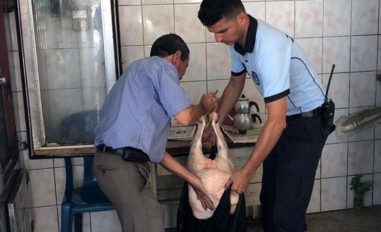 Tarsus'ta 113 kilo kaçak et ele geçirildi: Mezbahane mührünü patatesle taklit etmişler