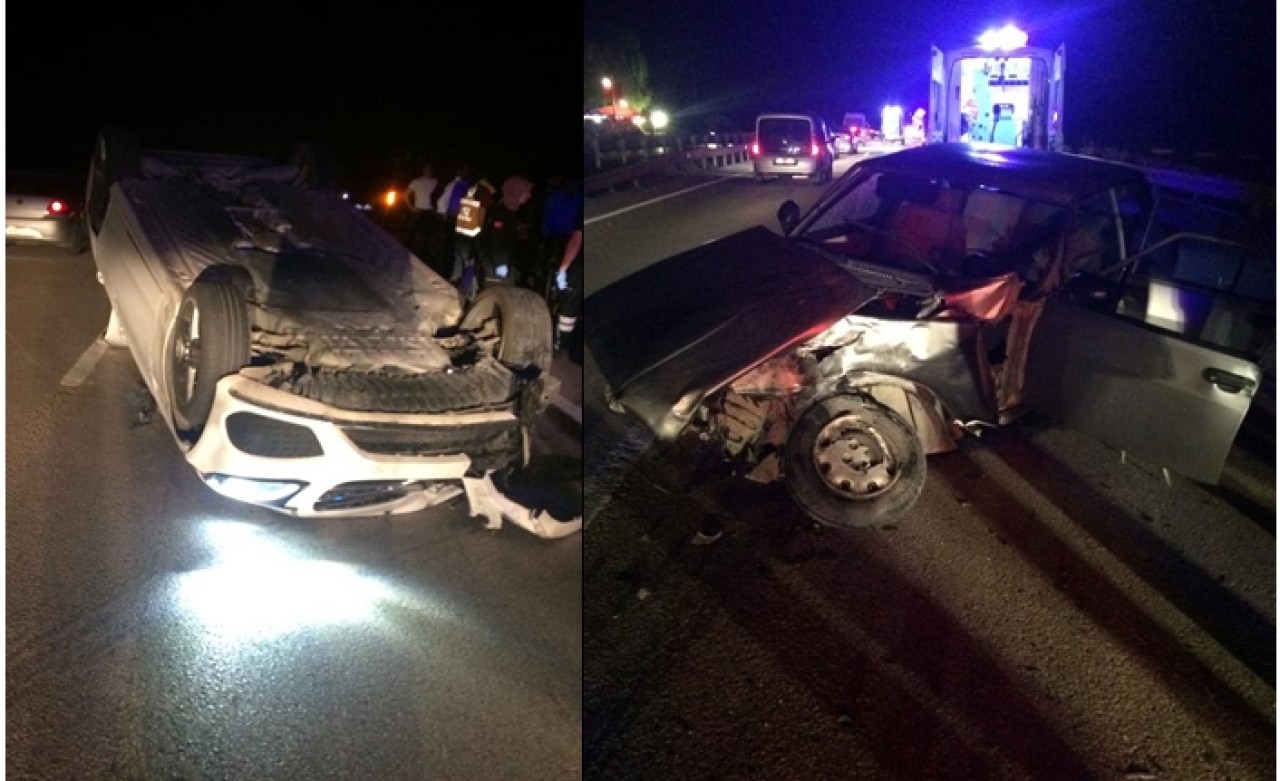 İki otomobil çarpıştı: 3'ü çocuk 10 yaralı