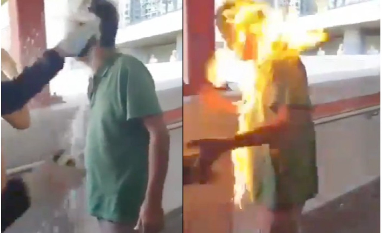 Adamın Üzerine Benzin Dökerek Ateşe Verdiler!