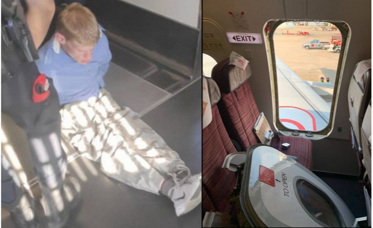 Sarhoş Yolcu Uçağın Acil Çıkış Kapısını Kırdı!
