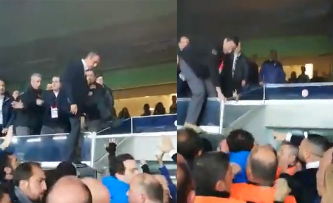 Ali koç tribünden atladı: Fenerbahçeli taraftarı kovaladı