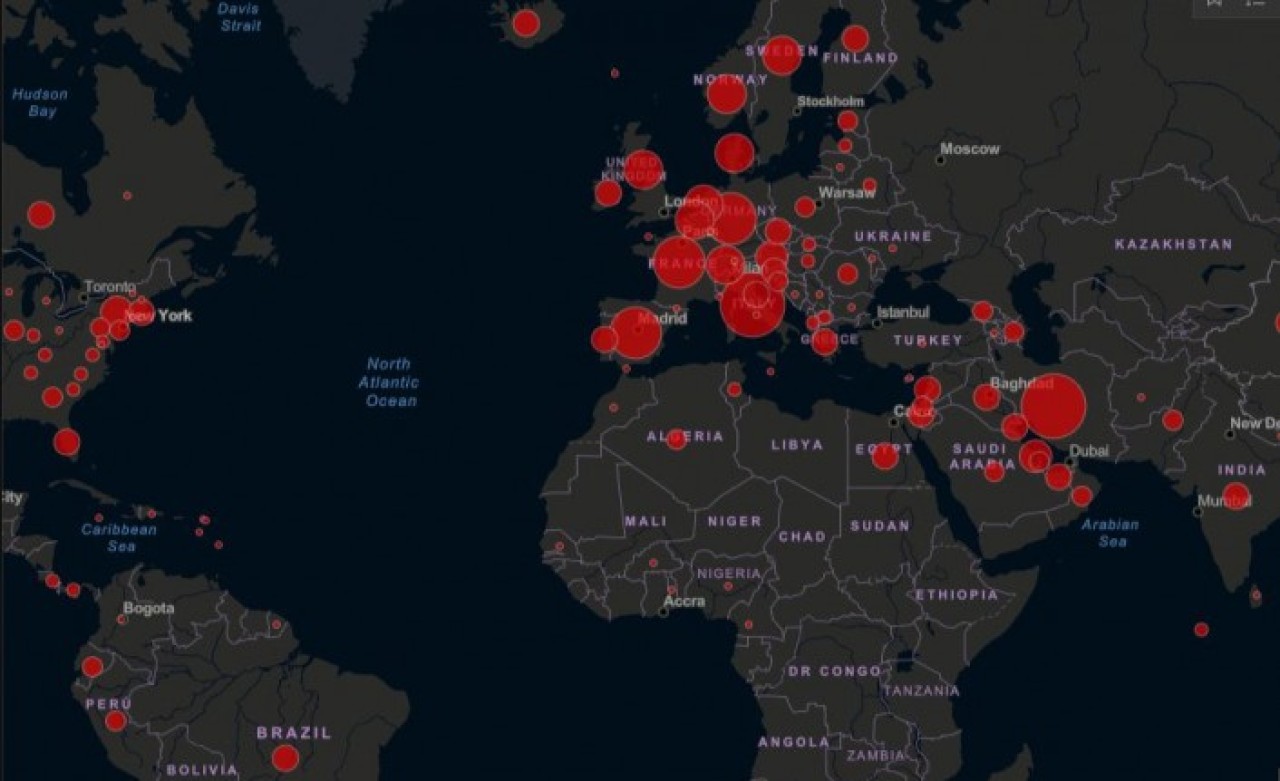Koronavirüsü anbean takip edebileceğiniz online harita yayınlandı