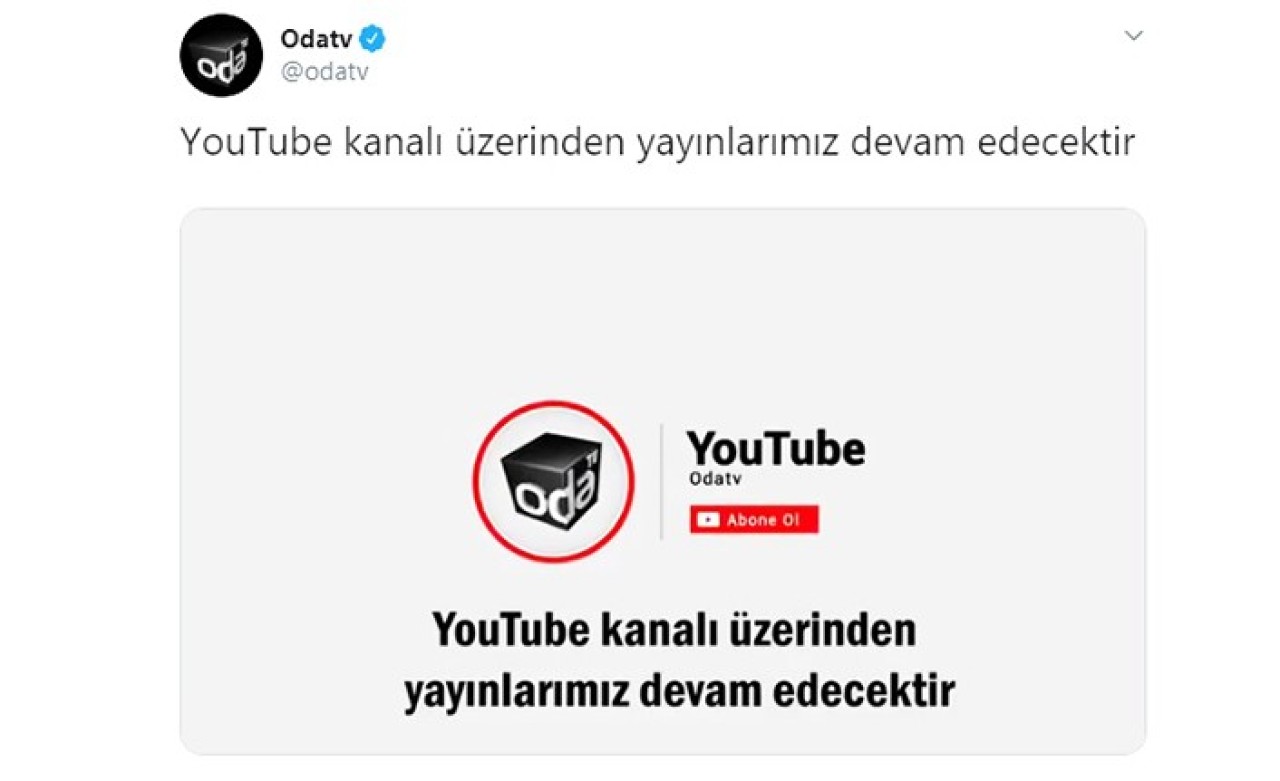 Odatv YouTube üzerinden yayınlarına devam edecek!