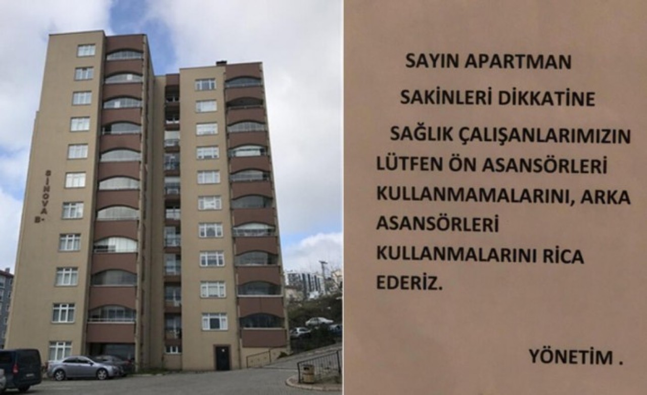Sağlıkçılar için asılan yazı tepki çekti: Site yöneticisi özür diledi