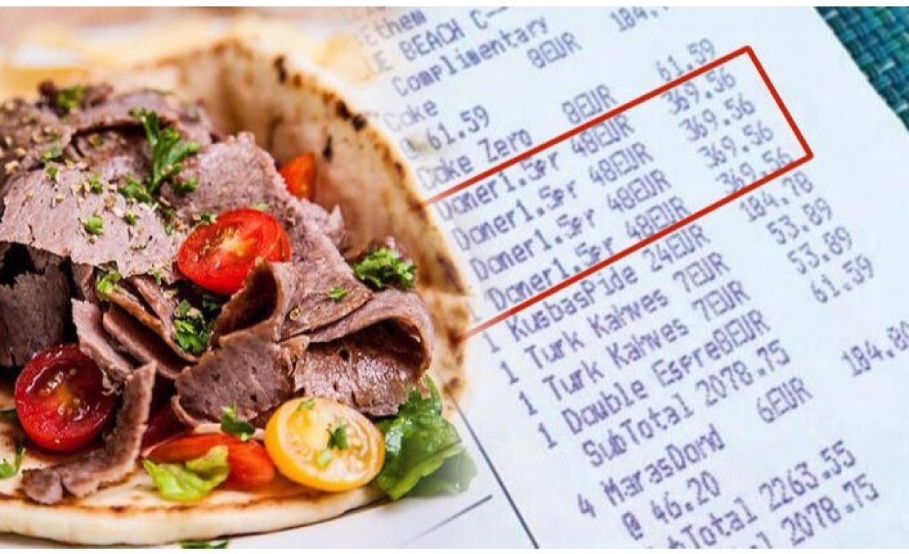 Bodrum'da döner yemenin bedeli 2263 TL