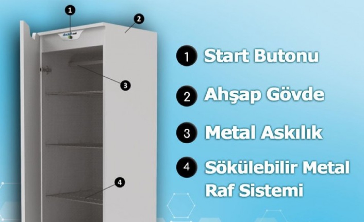 DORJET İçerisindeki eşyaları virüsten arındıran steril dolap üretti