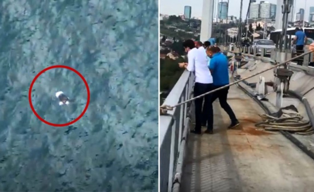 Taksiden inen şahıs,  birkaç saniye içinde 15 Temmuz Şehitler Köprüsünden atladı