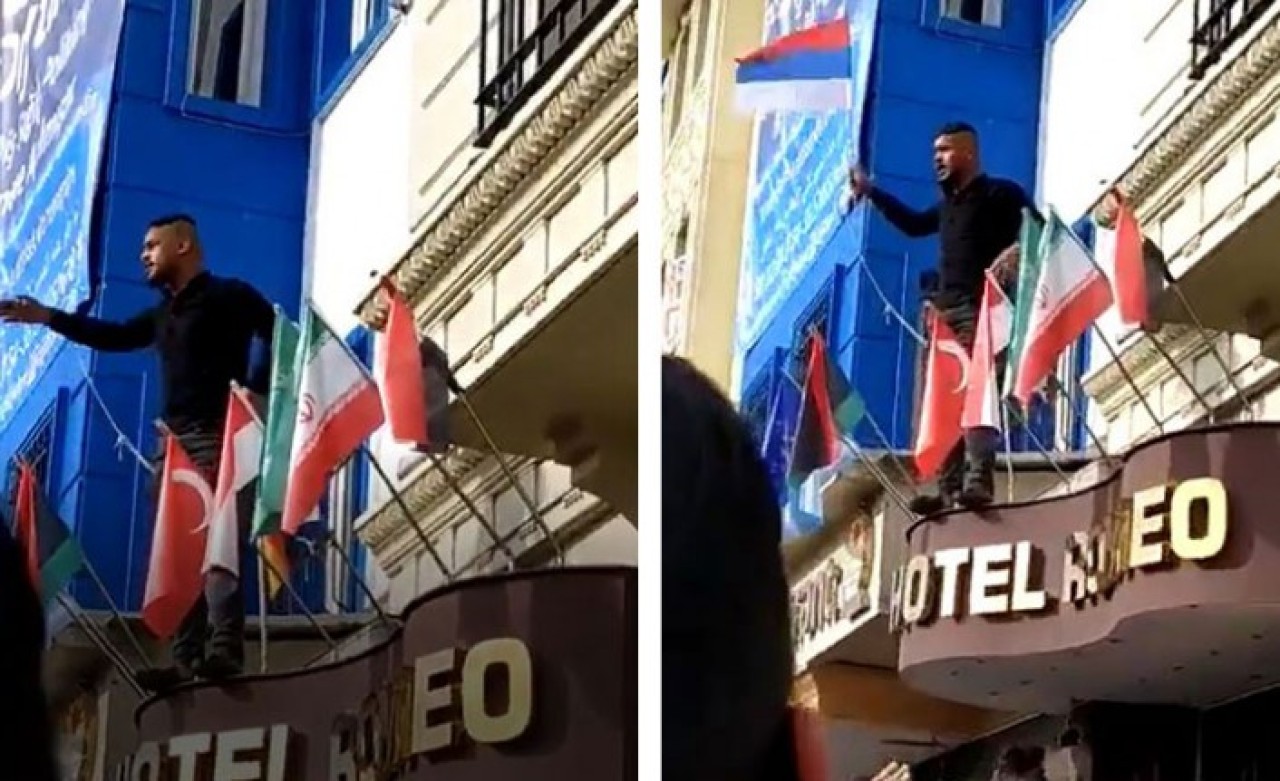 Yer: İstanbul! Suriyeliler oteldeki bayrakları indirdi!