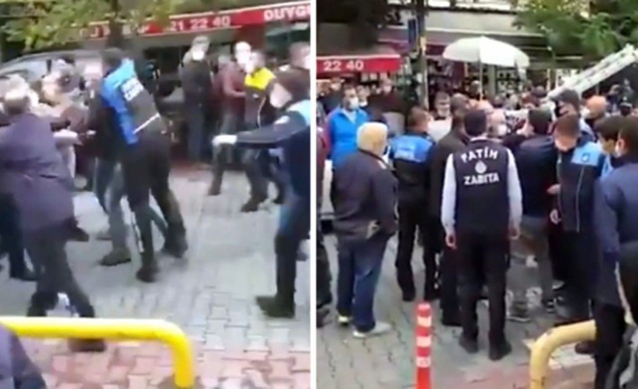 İBB ve Fatih zabıtaları birbirine girdi: Tekme ve yumruklar havada uçuştu