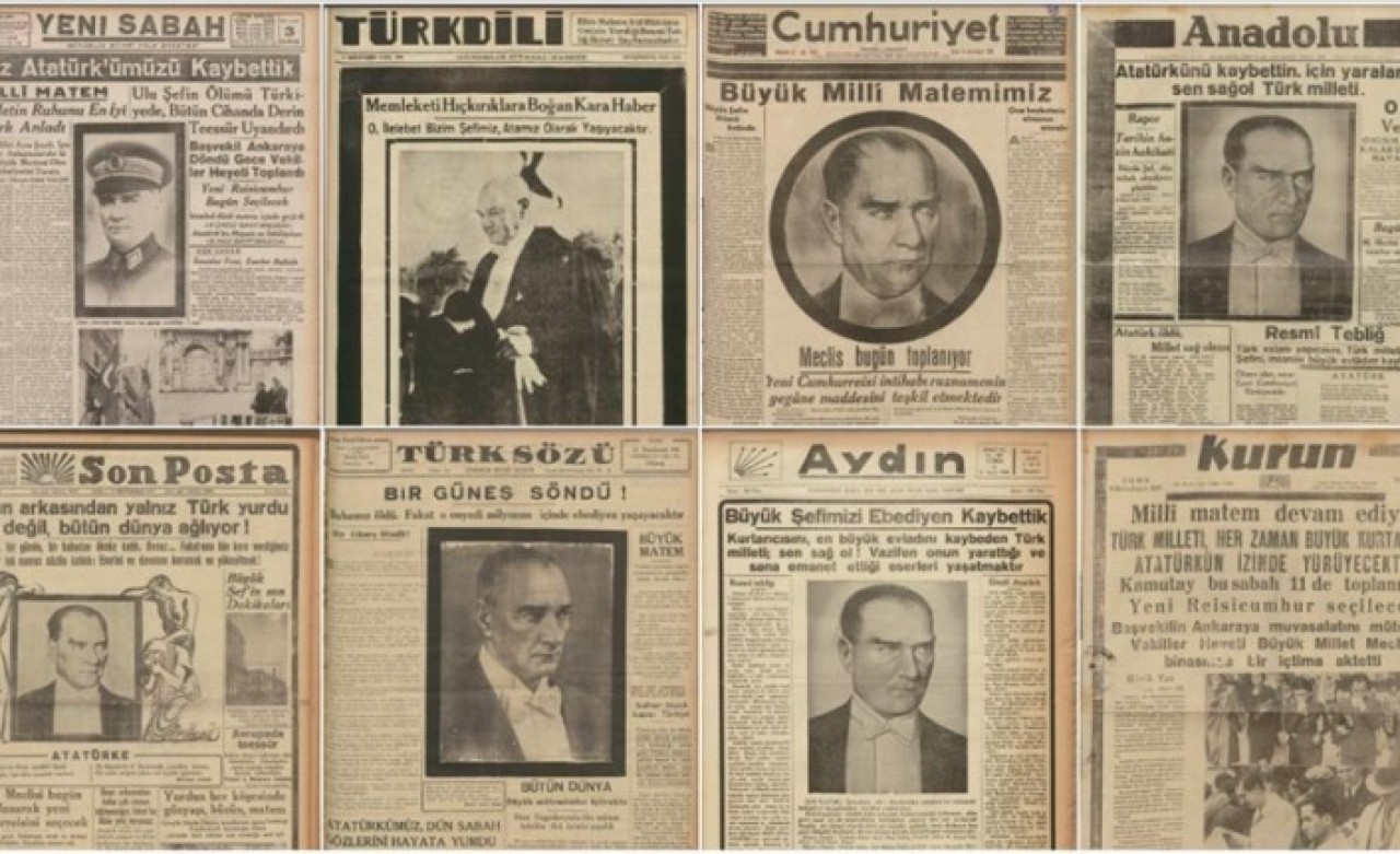 10 Kasım matemi gazetelerin tarihi manşetlerinde