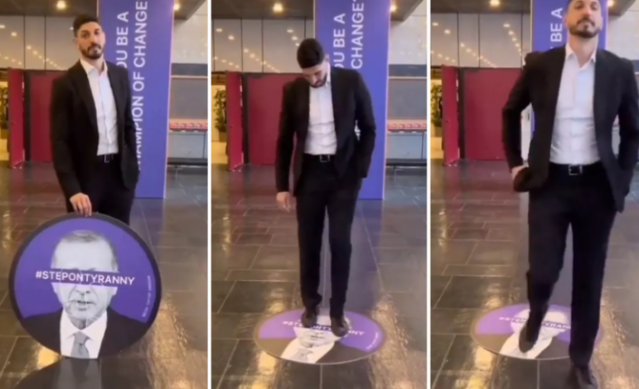 Gülen'in manevi oğlu Enes Kanter'den alçak paylaşım: Cumhurbaşkanı Erdoğan'ın posterini çiğnedi