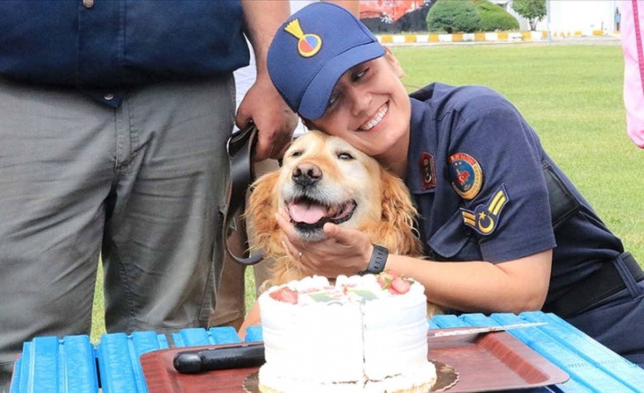 Jandarmanın arama kurtarma köpeği "Bulut" madalyasını alarak emekli oldu