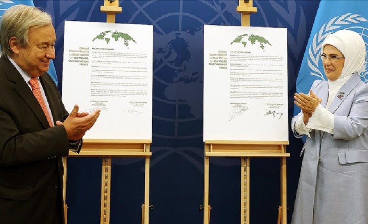 Guterres ve Emine Erdoğan,  "Sıfır Atık Projesi" için iyi niyet beyanı imzaladı