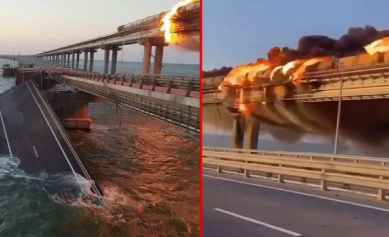 Asıl savaş şimdi başlıyor: Ukrayna,  Rusya'nın 'Yıkılısa kıyamet olur' dediği köprüyü bombaladı!