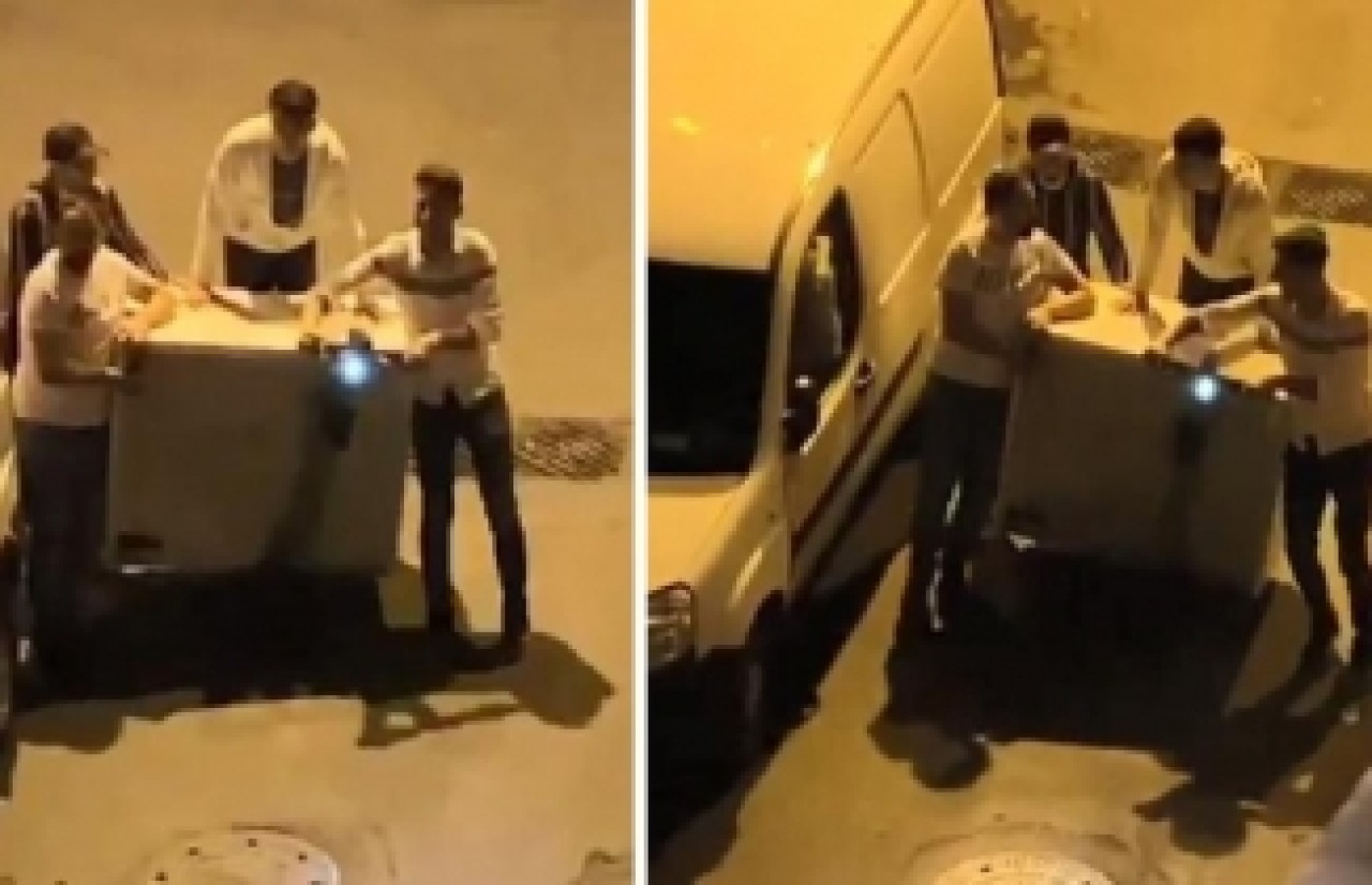 Elektrikli scooterla buzdolabı taşıdılar