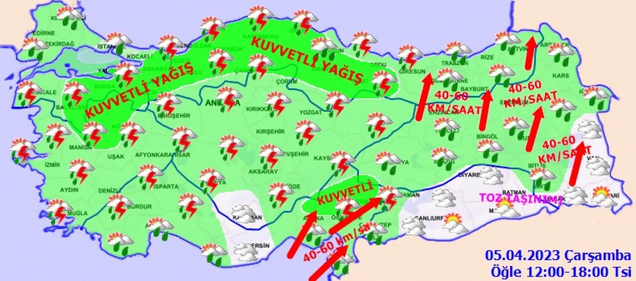 Meteoroloji bu haritayla uyardı: Bu şehirlerde yaşayanlar dikkat çok kuvvetli gelecek