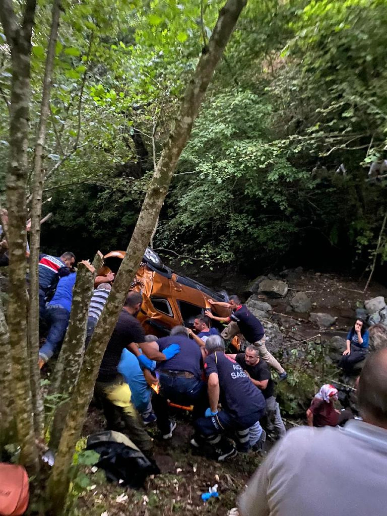 Giresun'da dereye devrilen otomobilde Halime Karaca öldü. 4 kişi yaralandı
