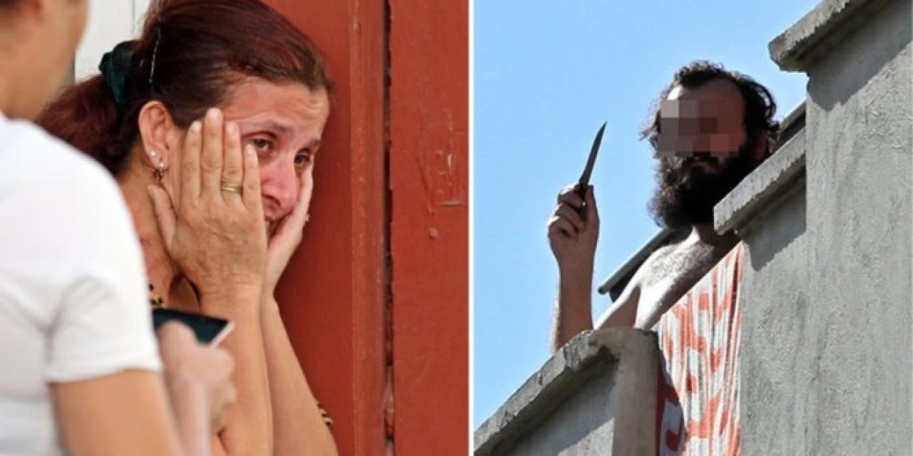 Annesini bıçakla rehin aldı! Polisin yüzüne  çamaşır suyu attı