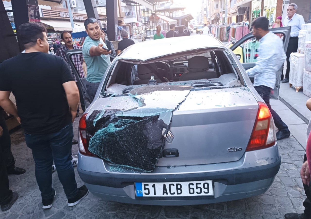 Mersin'de seyir halindeki otomobilin üstüne keçi düştü