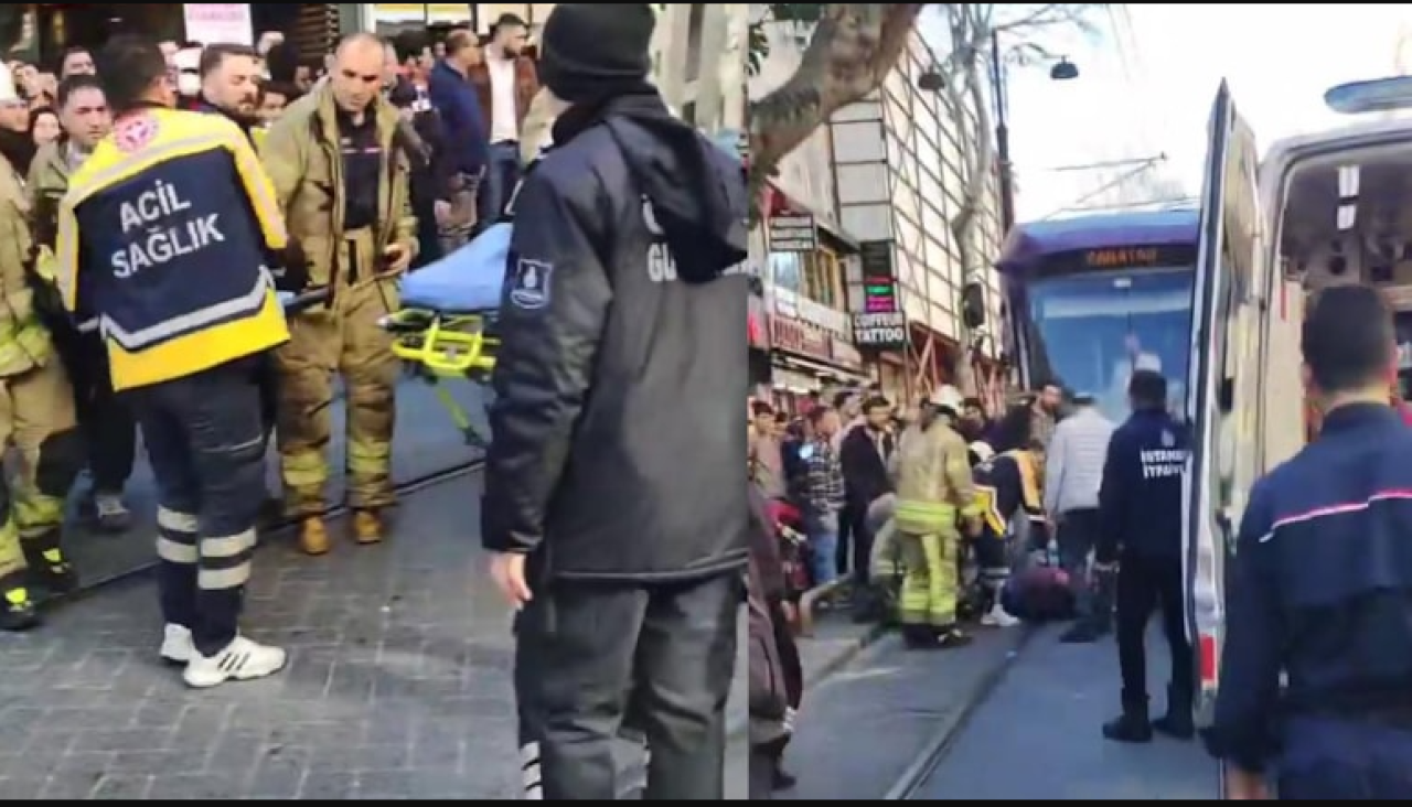 Sultanahmet'te tramvay yayaya çarptı!