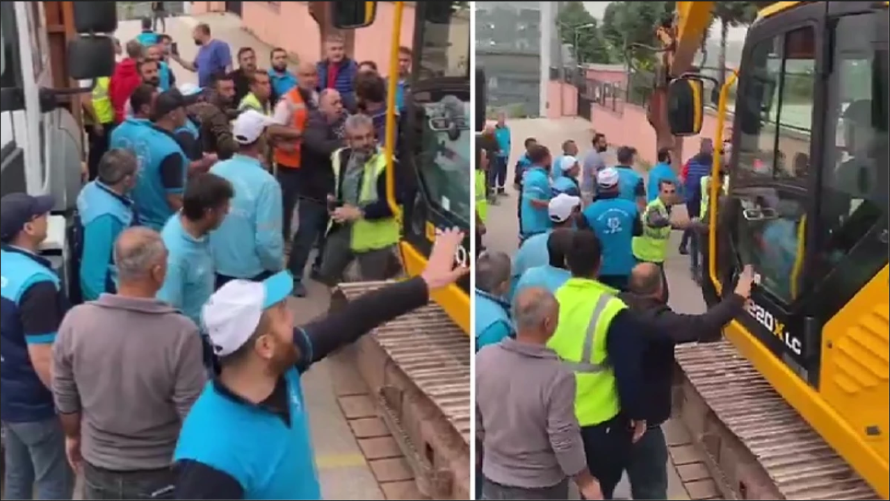 Kocaeli ve İzmit belediye çalışanları birbirine girdi!