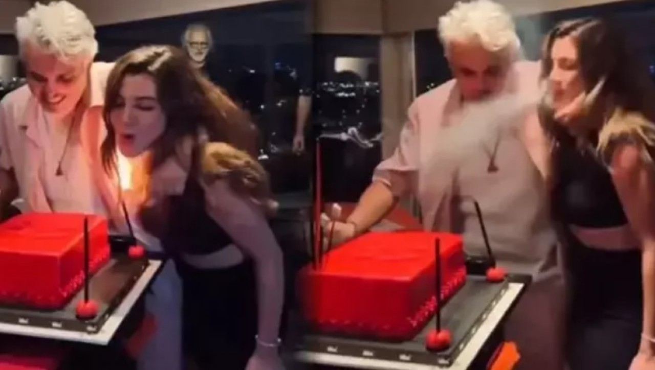 Gökçe Bahadır'ın saçları pasta üflerken alev aldı