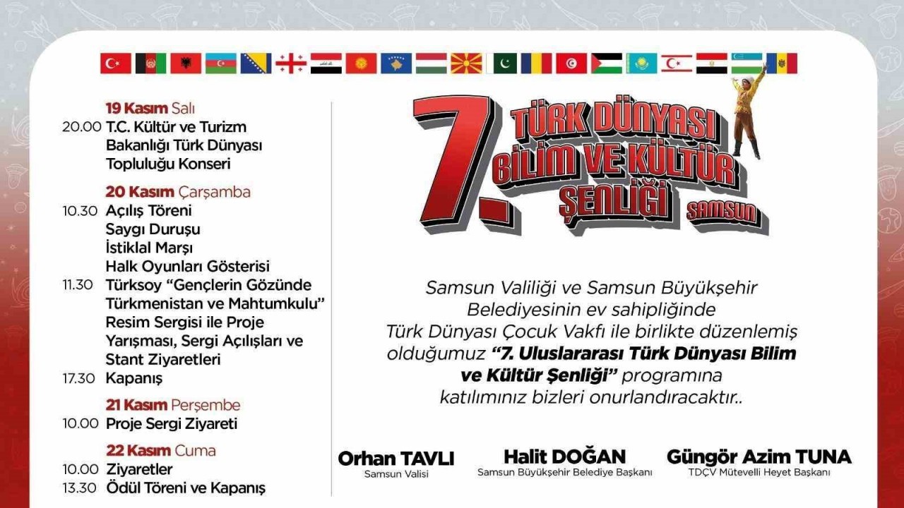7. Uluslararası Türk Dünyası Bilim ve Kültür Şenliği Samsun’da Başlıyor!
