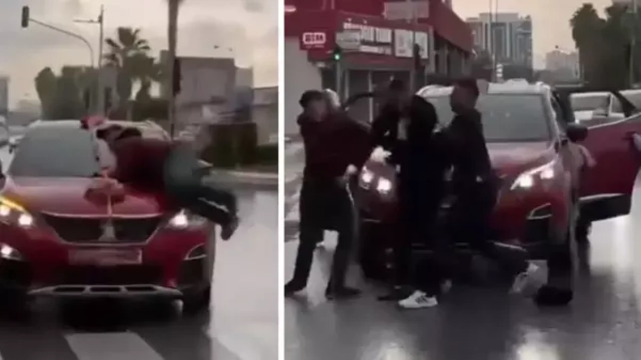 Adana’da şok olay: Düğün arabasının üzerine atlayan dilenci darp edildi!