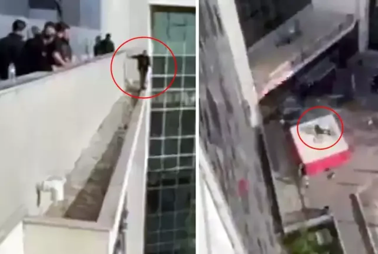 Hastanede kan donduran anlar! 13. kattan atladı