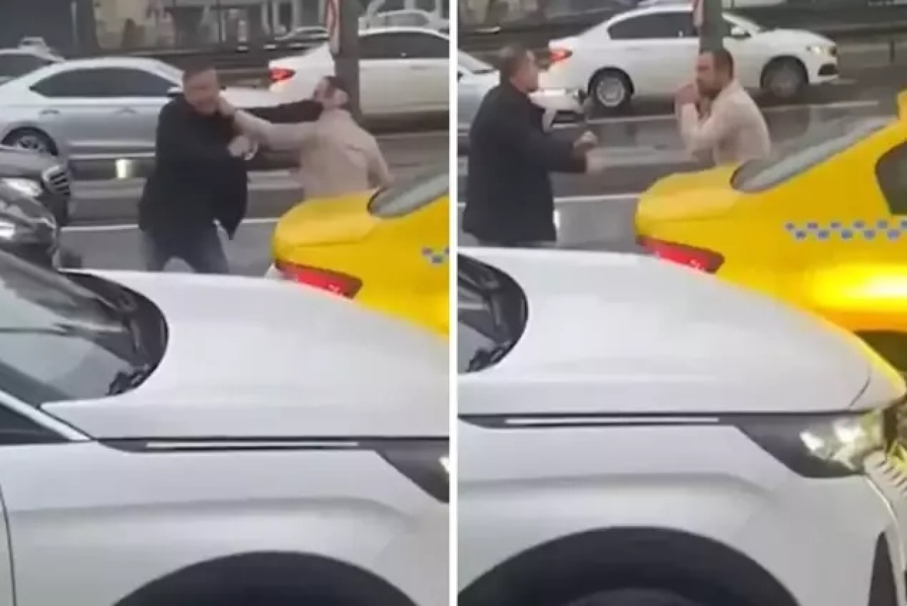 İki boksör trafikte kavgaya tutuştu,  sosyal medyada binler izlendi