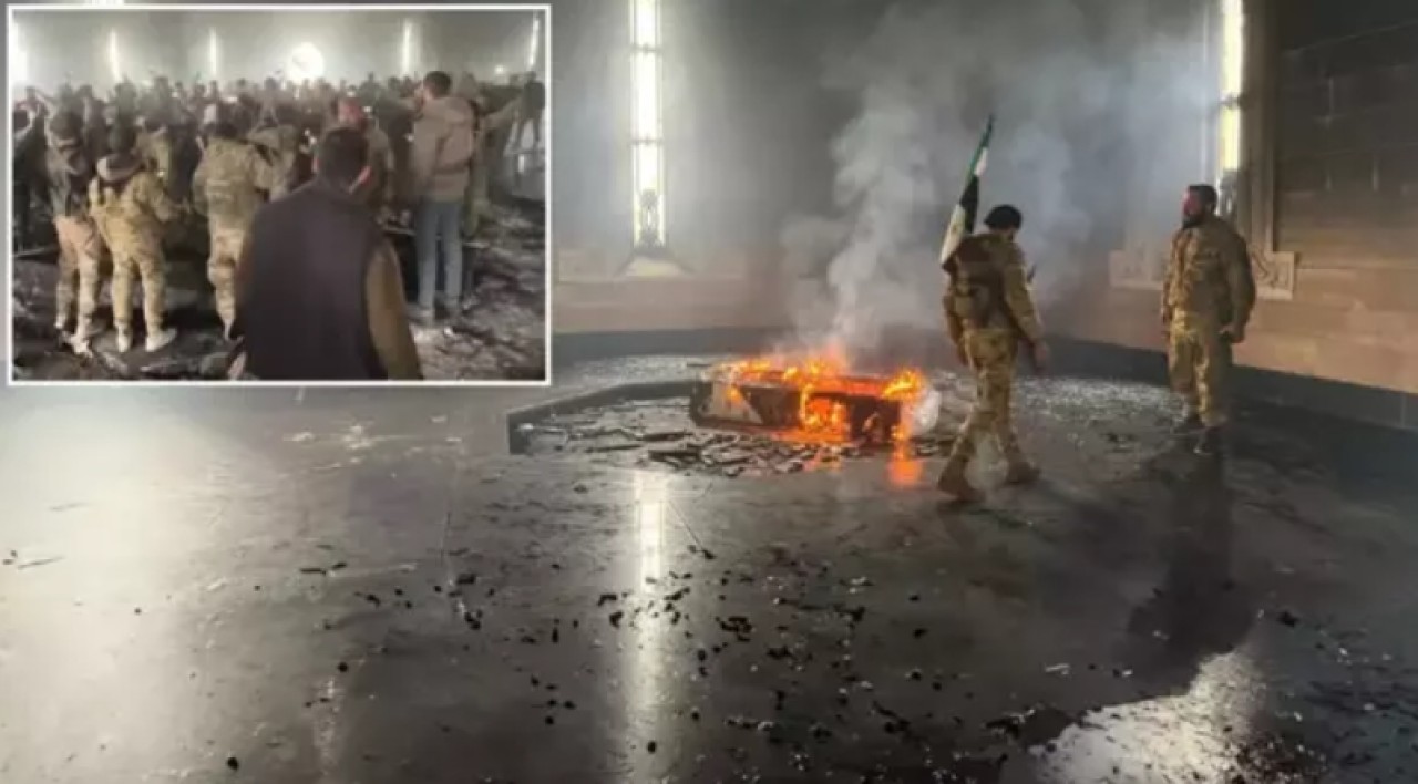 Hafız Esad'ın türbesini ateşe verip başında kutlama yaptı