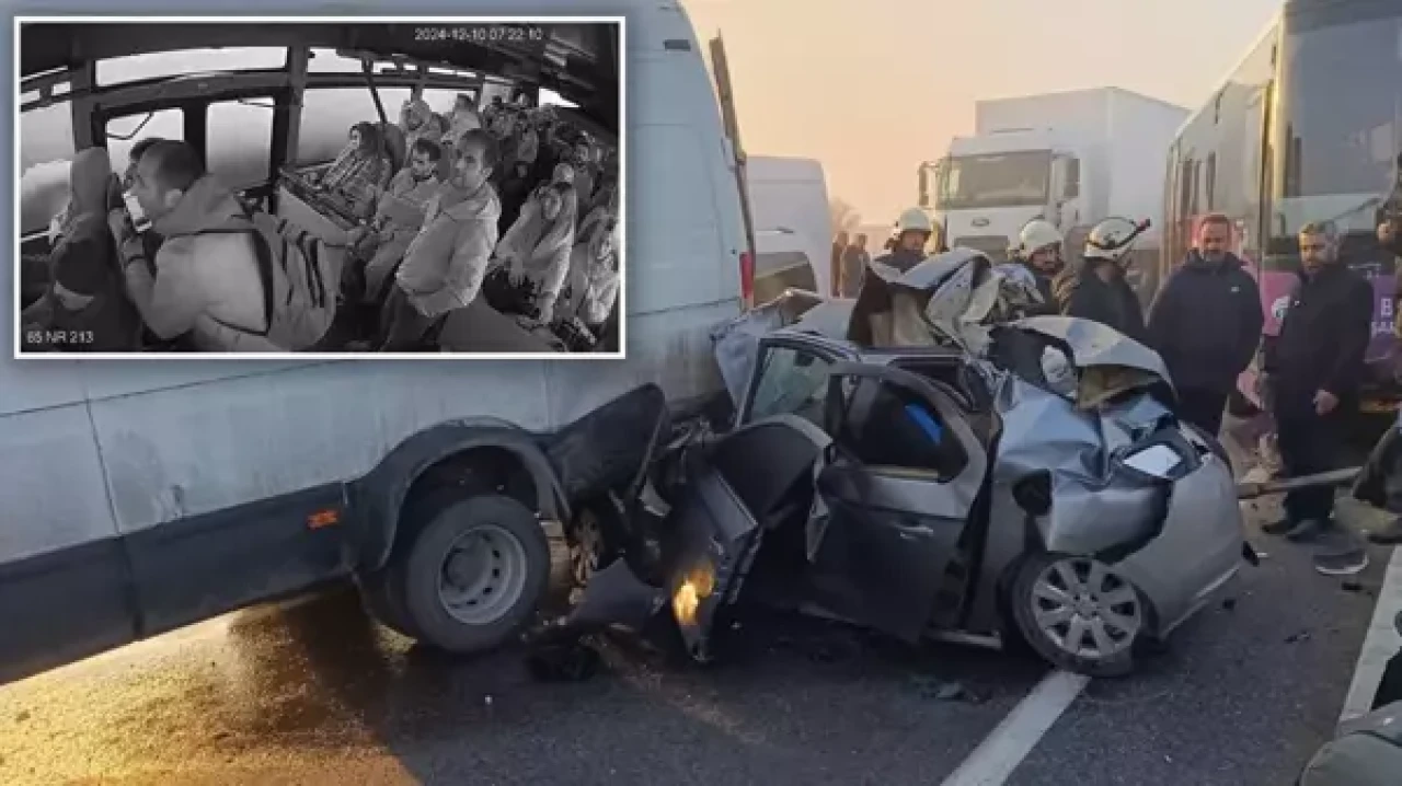 Van-Erciş kara yolunda zincirleme kaza: Kahraman otobüs şoförü felaketi önledi