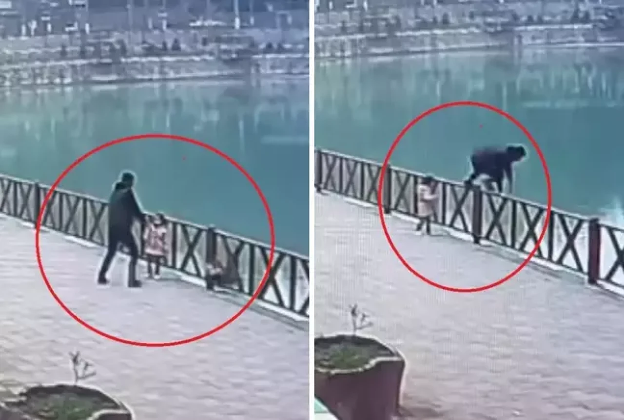Fotoğraf çekilirken çocuk korkulukların arasında göle düştü!