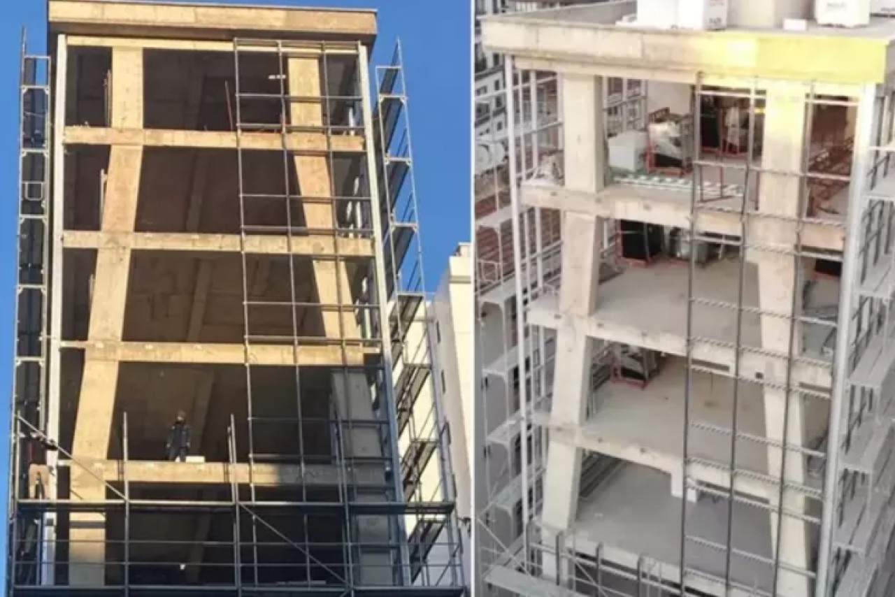 İstanbul'da inşaat binanın yamuk kolonları tartışma yarattı