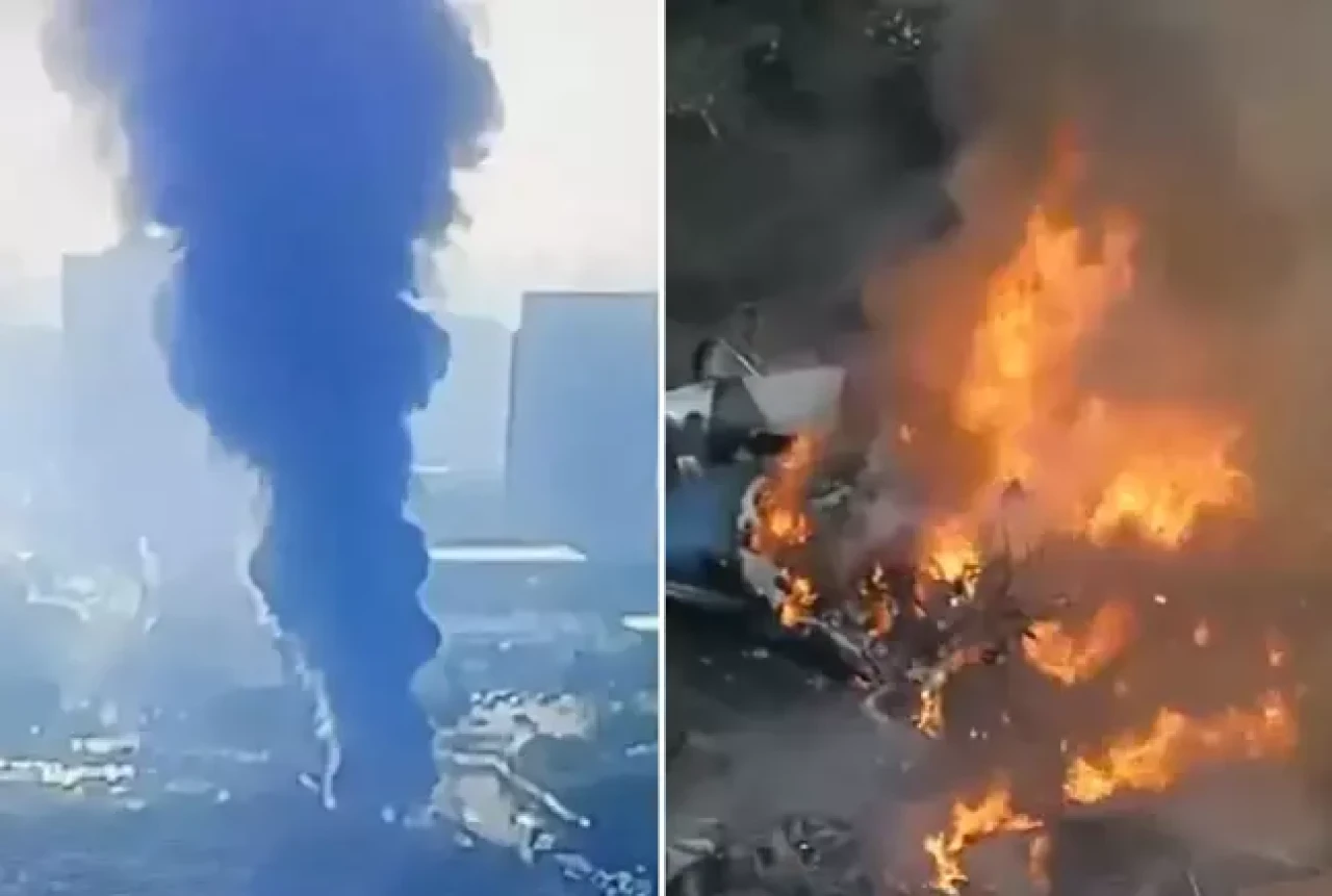 Uçak trafikteki araçların üzerine düştü!