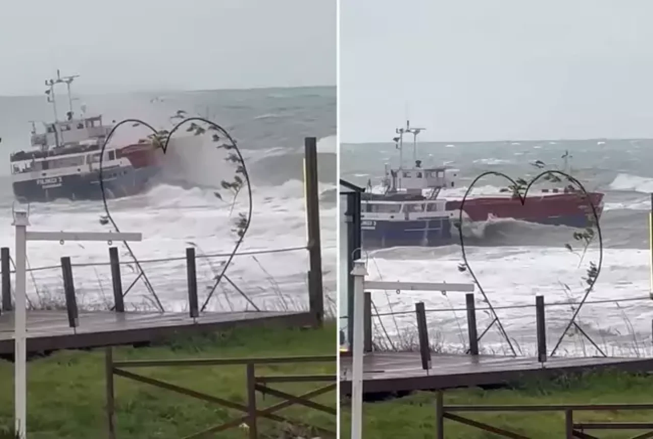 İstanbul Kilyos açıklarında fırtına kabusu: Kuru yük gemisi sürüklendi!
