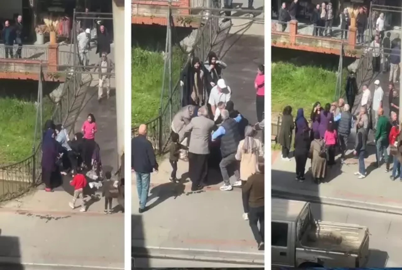 Kadınların kavgasını erkekler güçlükle ayırdı