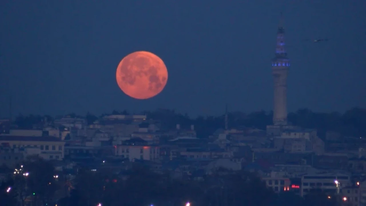 İstanbul'da baharın habercisi 'Pembe Ay' görsel şölen oluşturdu