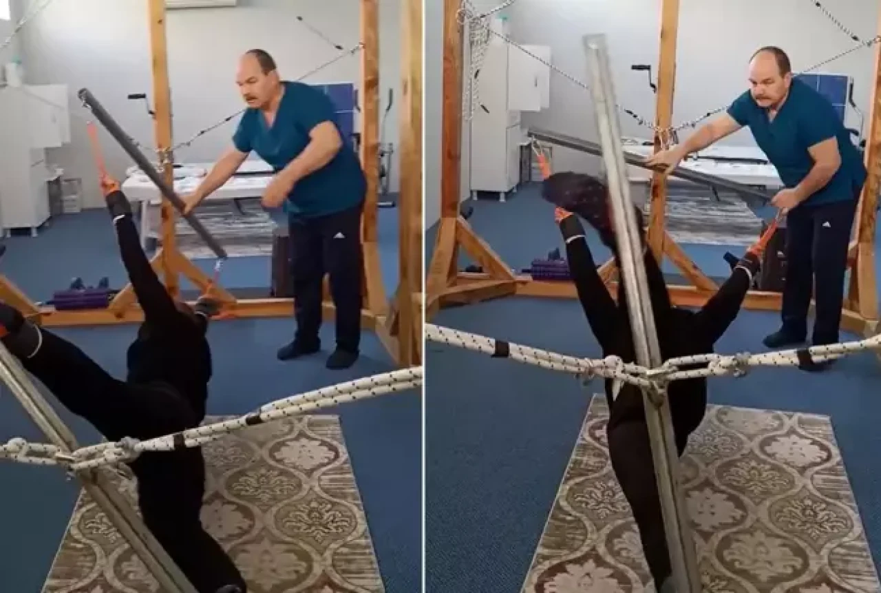 Tedavi değil resmen işkence! Hastayı çamaşır gibi gerdi