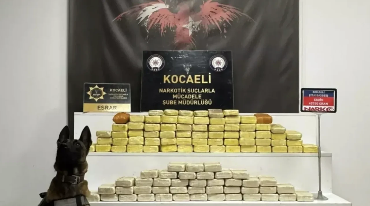 Kocaeli’de uyuşturucu operasyonu: 45 kilo eroin ve 1 kilo esrar ele geçirildi