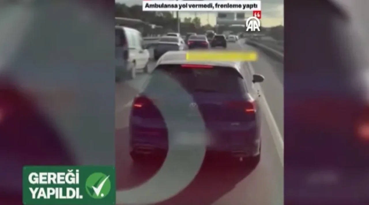 Ambulansa yol vermeyen sürücü beklemediği bir son yaşadı!