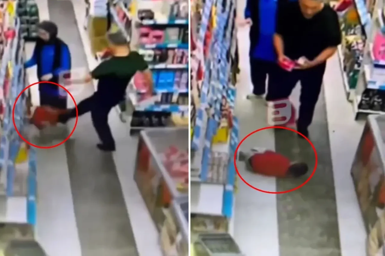 İnfial yaratan görüntü: Marketin ortasında küçücük çocuğa öyle bir şey yaptı ki...