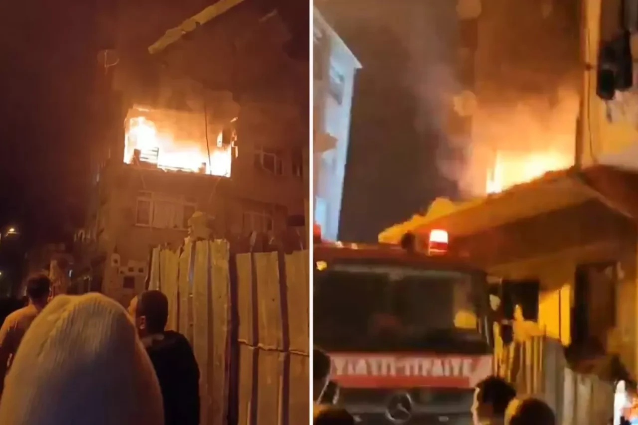 Kağıthane’de binada yangın sonrası patlama: 1 yaralı, patlama anı görüntülendi