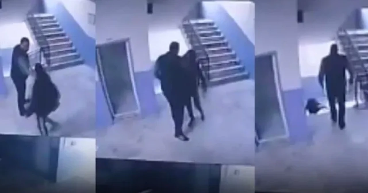 Okulda skandal görüntüler! Otizmli öğrenciyi merdivenden fırlattı