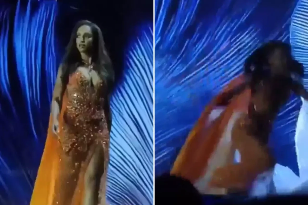 Kainat Güzeli Yarışması'nda korkutan kaza: Jamaikalı güzel sahneden düştü