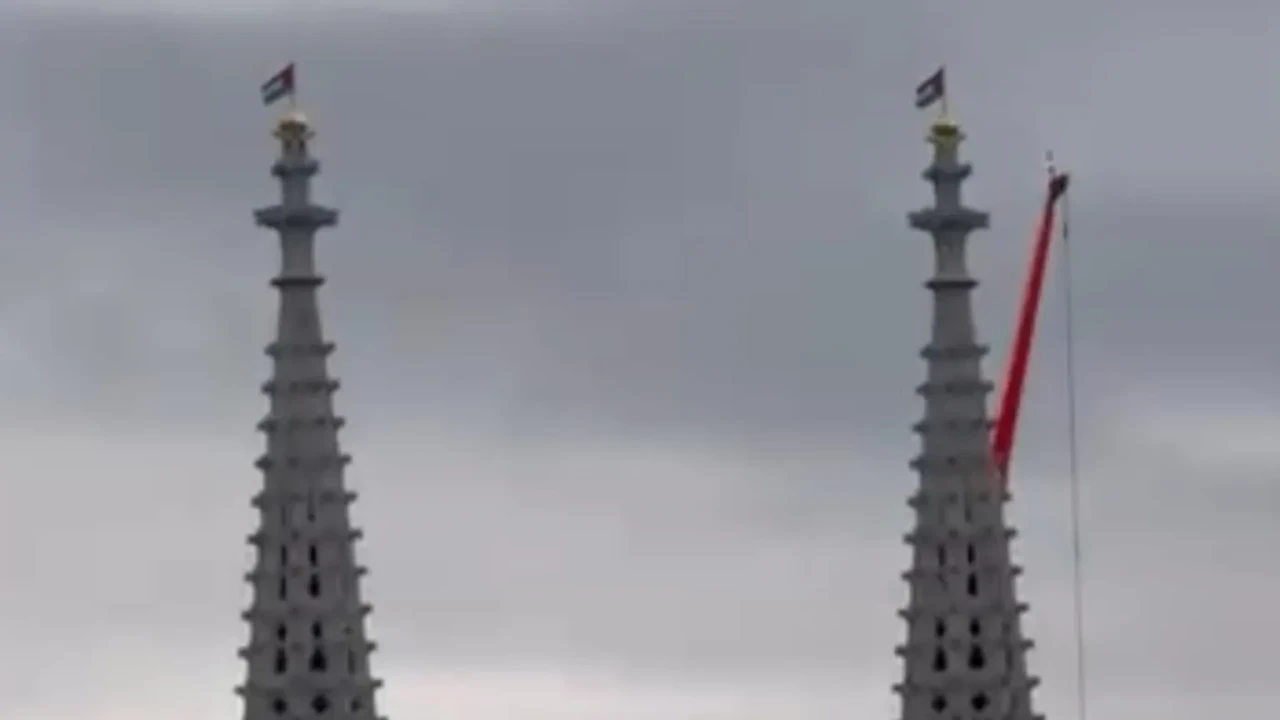 Viyana’daki Votiv Kilisesi'ne asılan Filistin bayrakları 3 gün sonra kaldırıldı