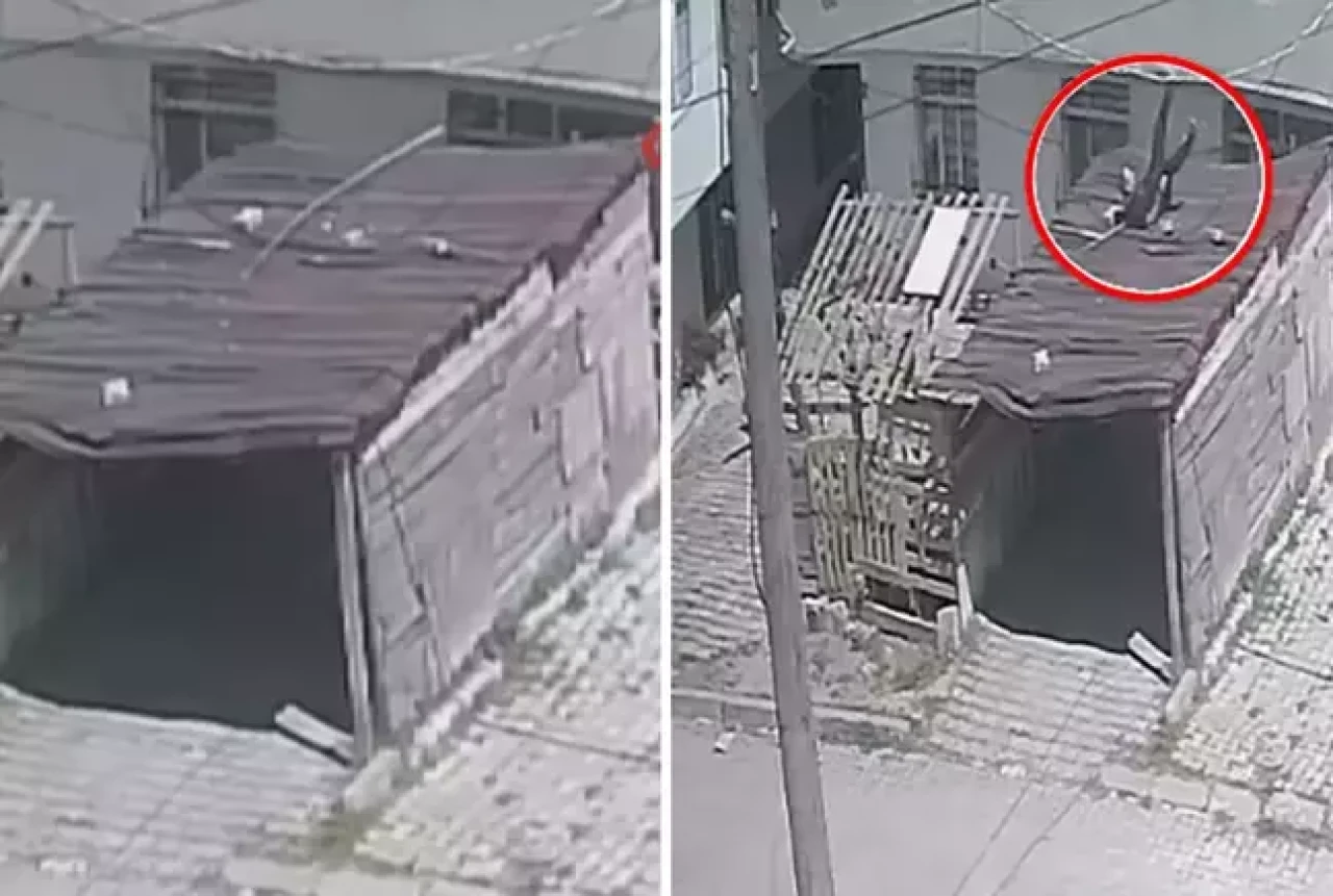 Deprem sırasında panikleyen bir vatandaş camdan garaja atladı