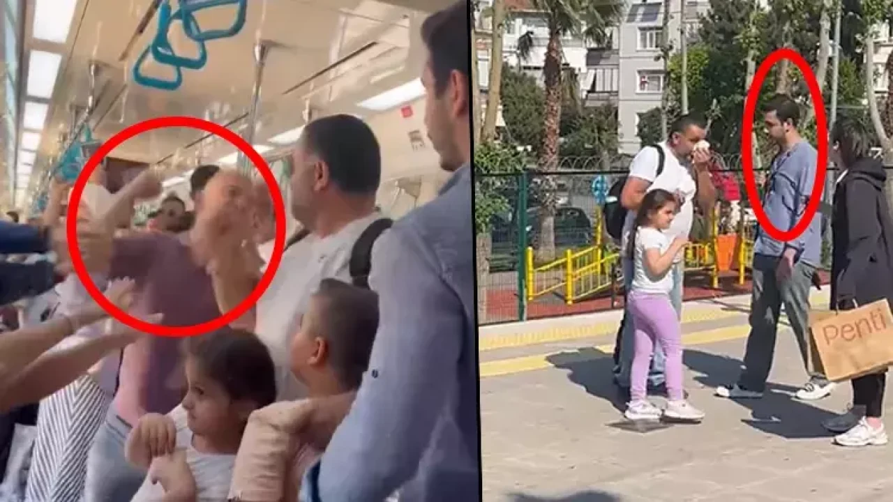 Marmaray'da iki küçük çocuğunun yanında darbedildi