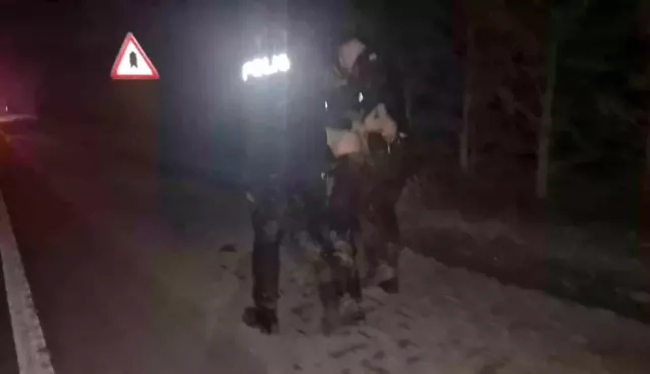 Kimlik kontrolünden kaçan şahıs, polislerle birlikte bataklığa düştü